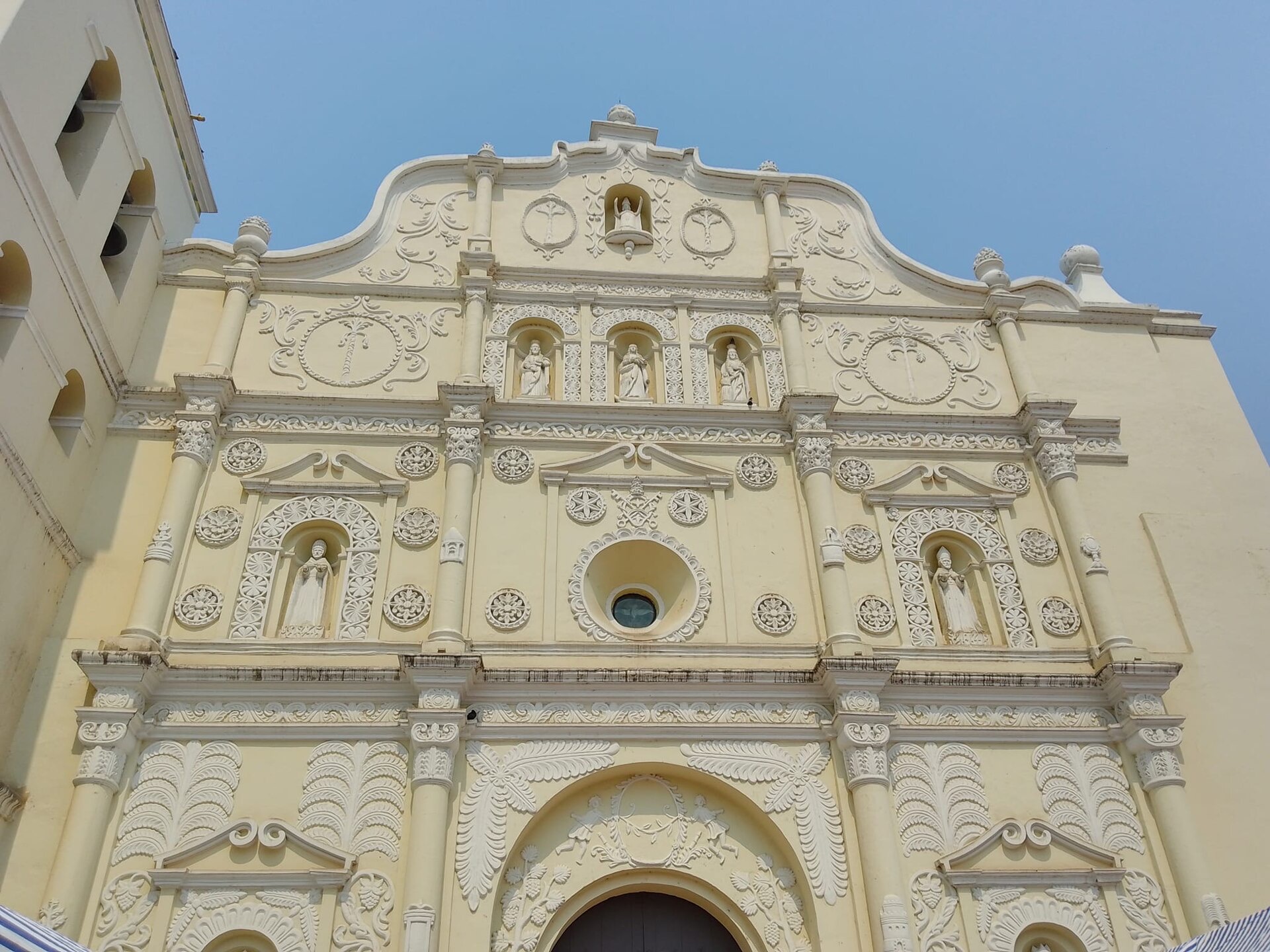 The facade of the Immaculate Conception cathedral in Comayagua, Honduras